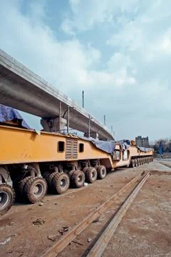 Elevated bridge construction vehicles, Stock Photos
