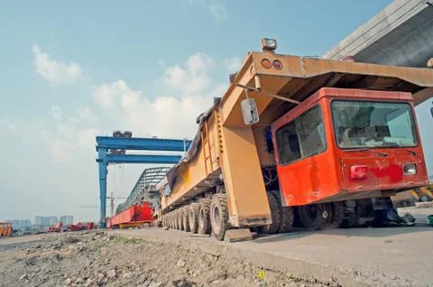 Elevated bridge construction vehicles, Stock Photos