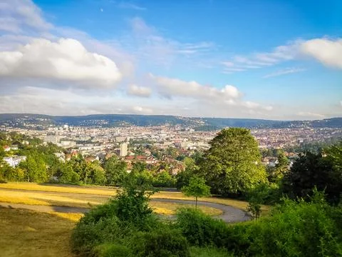 Elevated City Skyline View 库存照片