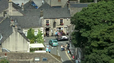 Elevated close view of scenic Peak District village. Vídeos de archivo 53415570
