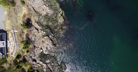 An elevated coastal view shows the dramatic Atlantic edge of Acadia with Stock Footage 342105663