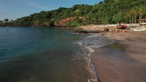 Elevated Coastal View of Virgin Beach in Bali Stock Footage 337776533