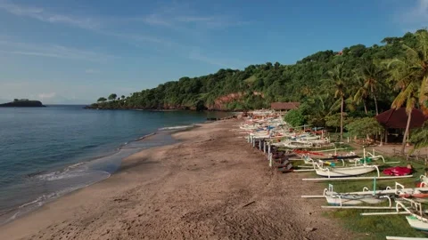 Elevated Coastal View of Virgin Beach in Bali 스톡 동영상 337776620