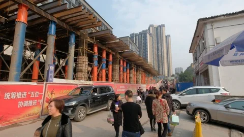 Elevated construction under construction in Chongqing Stock Footage 110350166