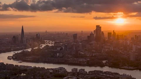 Elevated day to night time lapse view of the urban skyline of London Video stock 264156665