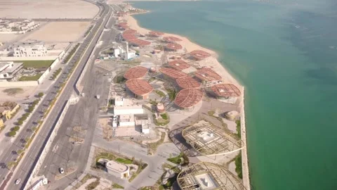 Elevated Drone View of Al Khobar Bayfront Urban Expansion Stock Footage 336634530