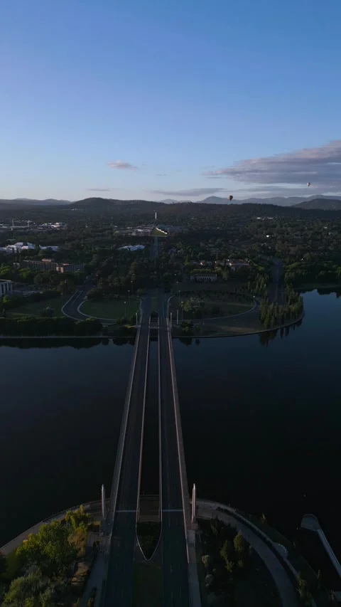 Elevated drone view capturing the serene landscape of Canberra, Australia's Stock Footage 333797597