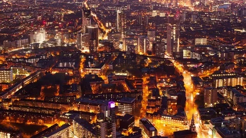 Elevated dusk to night timelapse of a city Video stock 74332745