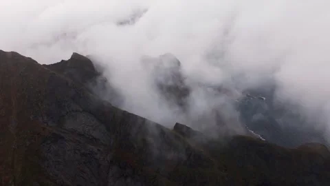 Elevated Elegance: 4K Drone Footage of Norway's Majestic Jagged Mountains with Stock Footage 255981755