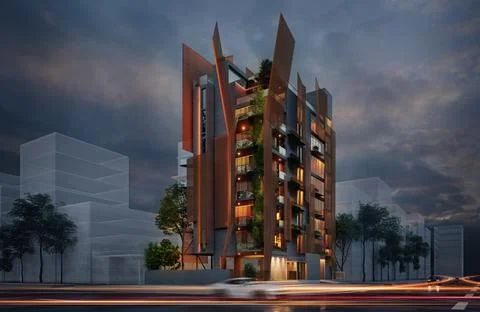 Elevated Elegance Embracing the Commercial Space Building Exterior Design o.. Stock-Illustration