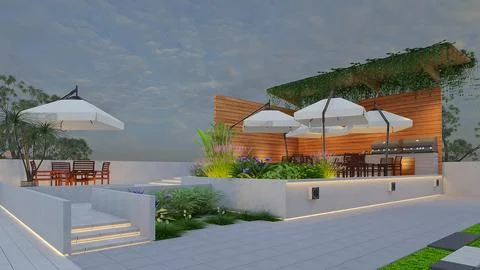 Elevated Elegance Rooftop Interior Design for Sophisticated Office Spaces Stock Illustration