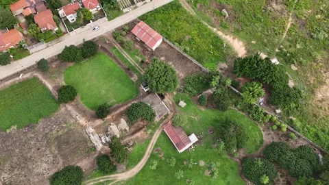 Elevated Elysium: Aerial Escapes Over Rural Retreats Stock Footage 275086327