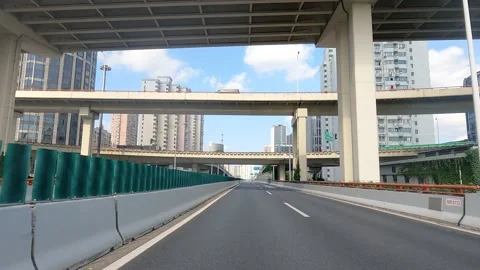 The elevated environment of blue sky and white clouds in Shanghai under lockdown Stock Footage 196043792