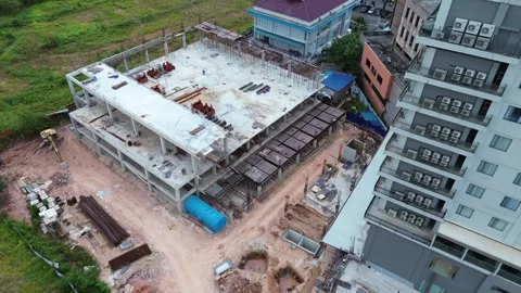 Elevated Glimpse into Progressive City Building Expansion and Modern Infras.. Stock Footage 339036803