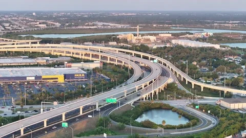 Elevated Highway Interchange East of Downtown Tampa, Florida Stock Footage 309067183