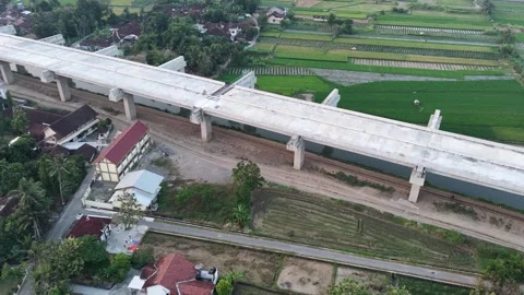 Elevated Highway in Java. Drone View of Construction. Stock Footage 338368851