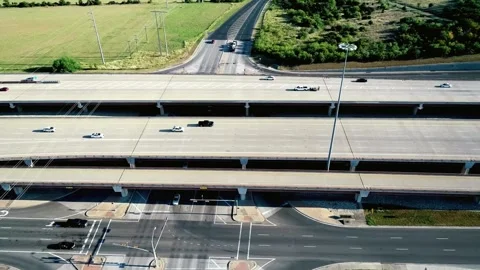 Elevated Highway Overpass Structure Aerial View Stock Footage 311726564