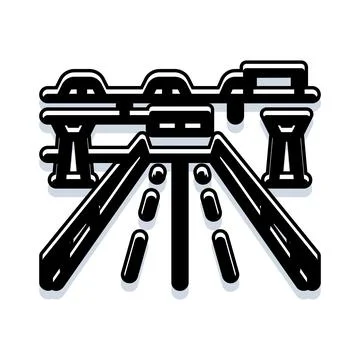 Elevated highway structure connecting road traffic lanes Stock Illustration