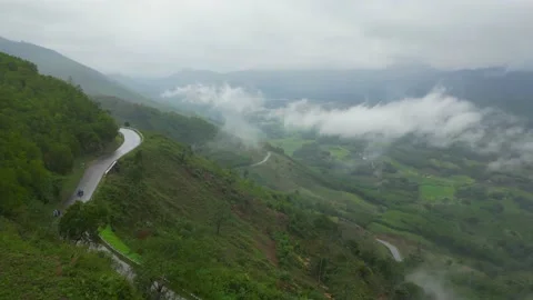 "Elevated Horizons: A Stunning 4K Drone Expedition Along High Altitude Roads Thr Stock Footage 235814526