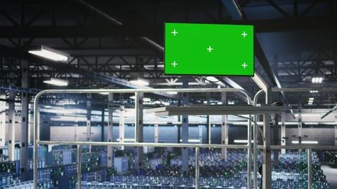 Elevated industrial data center control station green screen Stock-Fotos