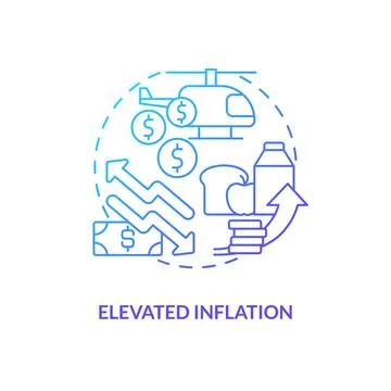Elevated inflation blue gradient concept icon 스톡 일러스트