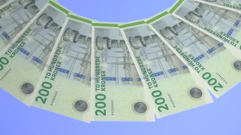Elevated Looping Design 200 Krone Curency of Denmark Stock Footage 304731343