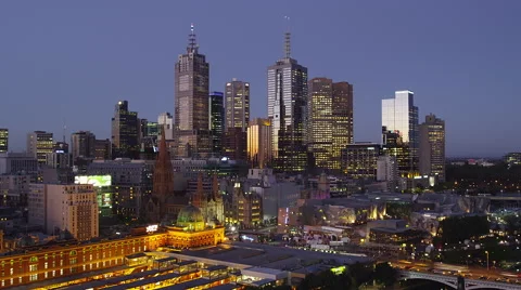 Elevated Melbourne City View Stock Footage 44922378