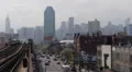 Elevated Metro Queens, New York City, Manhattan Skyline, Empire State Building HD Footage