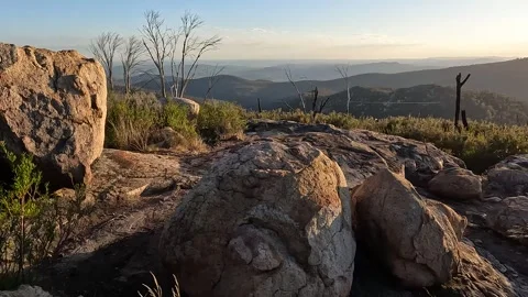 Elevated Mountain Landscape and Granite Cliffs at Booroomba Rocks Summit in.. Stock Footage 312061820