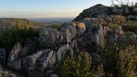 Elevated Mountain Landscape and Granite Cliffs at Booroomba Rocks Summit in.. Stock Footage 312061860
