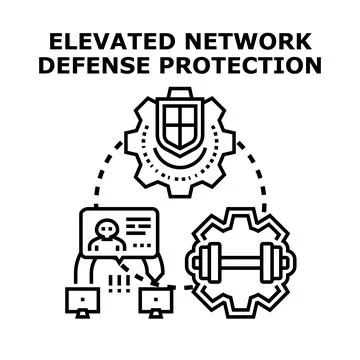 Elevated network defense protection digital ecosystem Stock Illustration