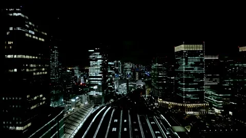 Elevated Night View of Tokyo Station, Tokyo, Japan Stock Footage 340900727