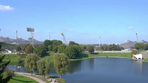 Elevated or aerial view of famous landmark Olympiapark Stock Footage 170898229
