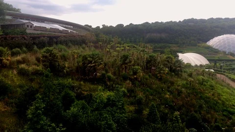 Elevated pan across the Eden Project Stock Footage 96493088