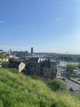 Elevated panoramic view Belgrade cityscape Stock Photos