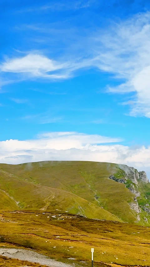 Elevated perspective of high altitude plateau in Carpathian mountains, Romania Stock Footage 342930840