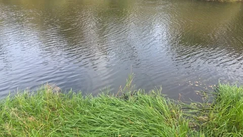 Elevated Perspective Looking Down At Rippling River And Green Bank Stock Footage 348033621