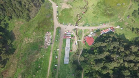Elevated perspective of recreational infrastructure in natural setting Stock Footage 337016591