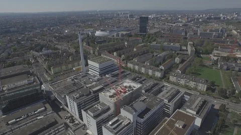 Elevated Perspective of Roche Tower in Basel, Switzerland Stock Footage 120965075