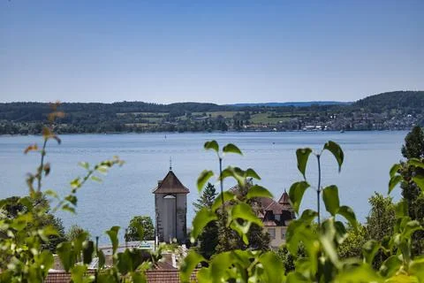 Elevated perspective in the town of Überlingen Stock Photos
