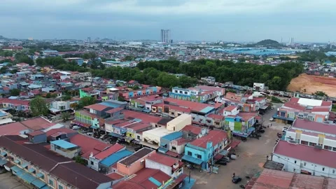 Elevated perspective of a vibrant Southeast Asian urban landscape featuring.. Stock Footage 339030889