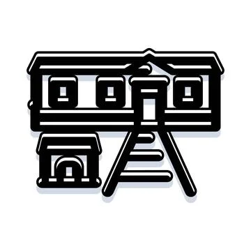 Elevated playhouse structure with doghouse underneath Stock Illustration