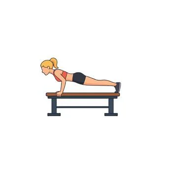 Elevated push-up on a bench showing body strength and fitness posture demon.. Stock Illustration