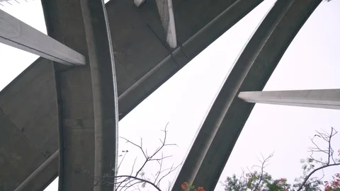 Elevated roads architechture 90 degrees high angle view Stock Footage 91470625