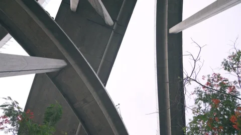 Elevated roads architechture 90 degrees high angle view Stock Footage 91470694