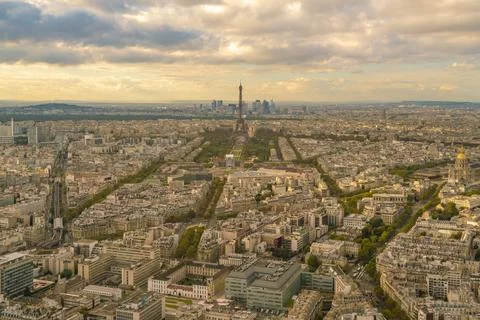 Elevated with of skyline of Paris with eiffel tower in Paris Stock Photos