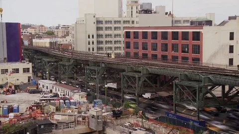 Elevated subway timelapse in new york city nyc Stock Footage