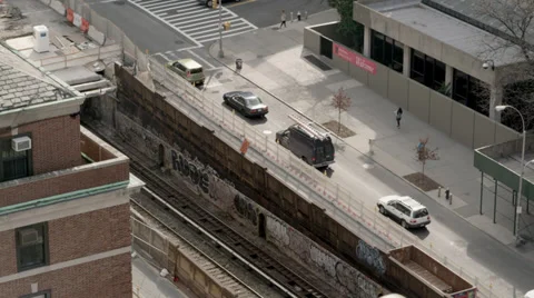 Elevated Subway Train in Harlem New York City NYC USA 4K 스톡 동영상 37826806