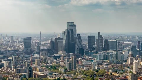 Elevated time lapse view of the skyscrapers at the City of London Stock-Footage 263913506