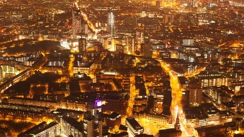 Elevated timelapse of a city at night Video stock 104014528